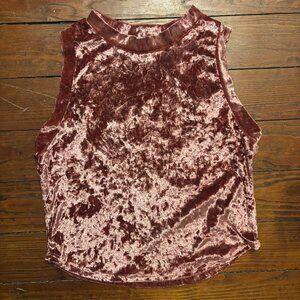 XS The Outfit Rosy Pink Velour Sleeveless Cropped Tank